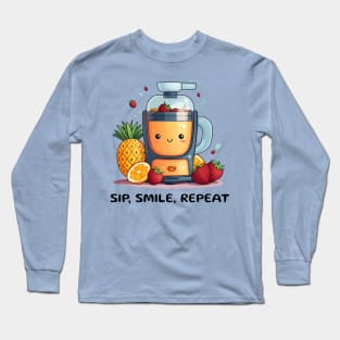 Fruit Juicer Sip, Smile, Repeat Funny Healthy Novelty Long Sleeve T-Shirt